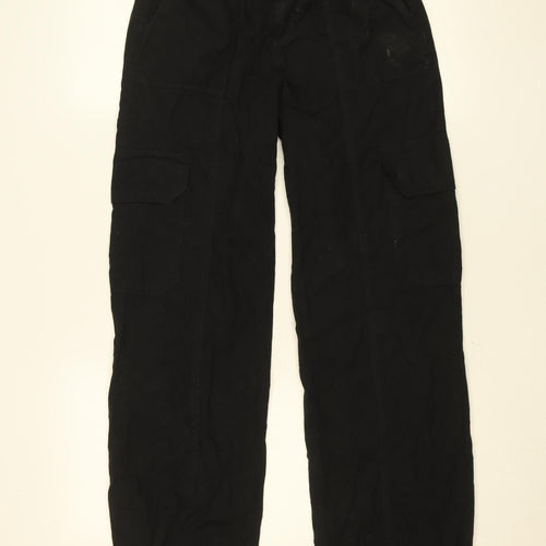 Denim Co. Women's Black Cargo Trousers Size 4 Elastic Waist