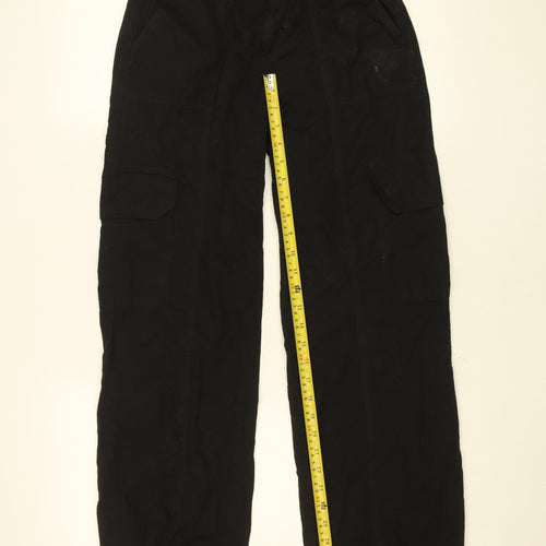 Denim Co. Women's Black Cargo Trousers Size 4 Elastic Waist