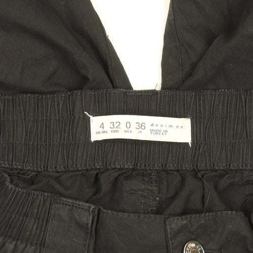 Denim Co. Women's Black Cargo Trousers Size 4 Elastic Waist