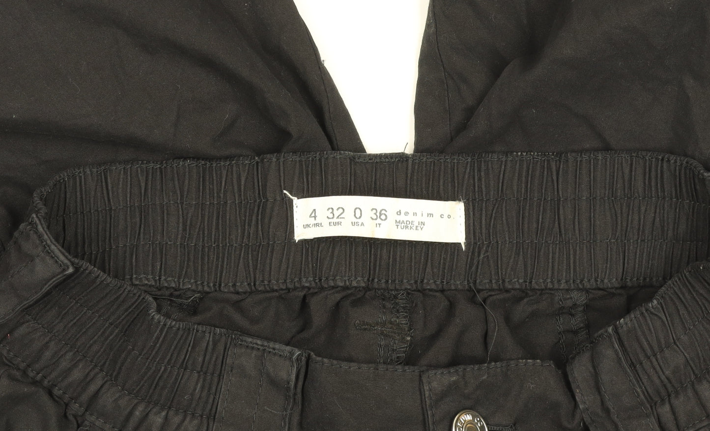Denim Co. Women's Black Cargo Trousers Size 4 Elastic Waist