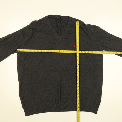 Polo Ralph Lauren Men's Grey 4XL Cotton V-Neck Jumper