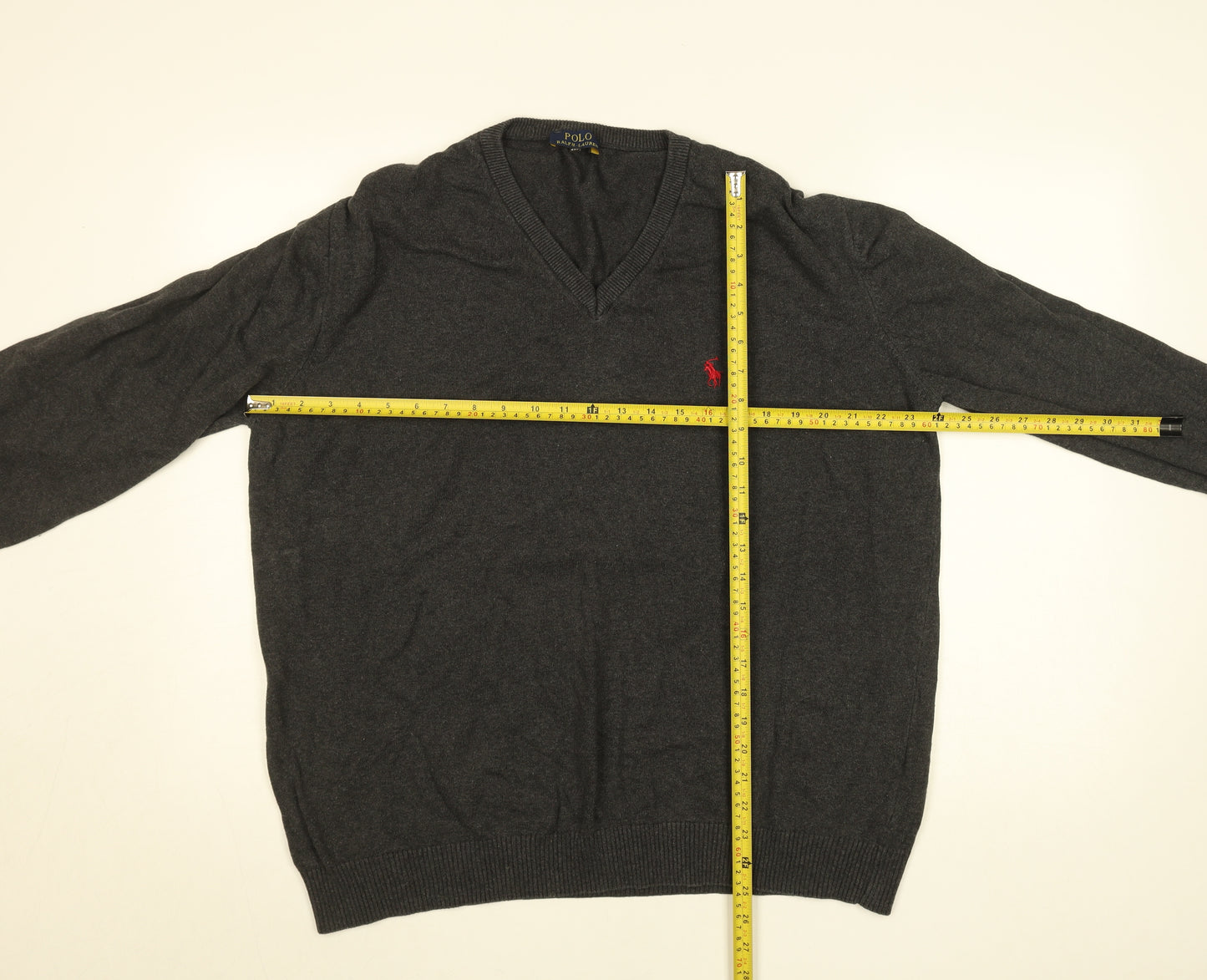 Polo Ralph Lauren Men's Grey 4XL Cotton V-Neck Jumper