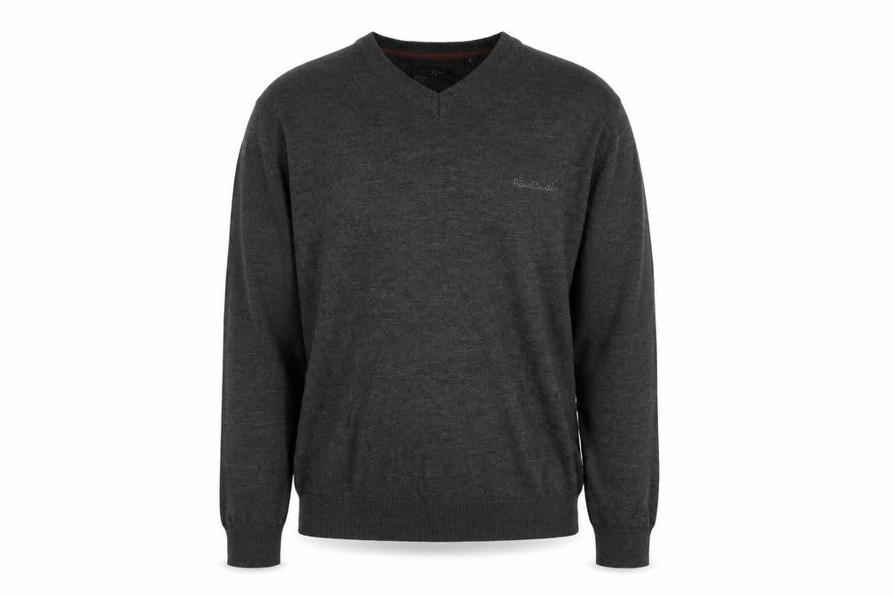 Pierre Cardin Men’s Grey V-Neck Knit Jumper Size S Cotton Blend
