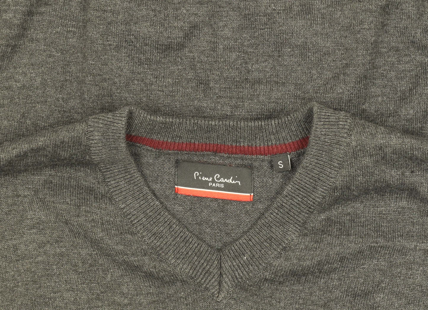 Pierre Cardin Men’s Grey V-Neck Knit Jumper Size S Cotton Blend