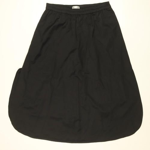 Gallery Women Black A-Line Midi Skirt Size M Elastic Waist