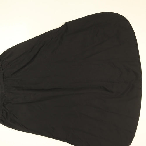 Gallery Women Black A-Line Midi Skirt Size M Elastic Waist