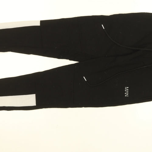 boohooMAN Men's Black Jogger Sweatpants S Side Stripe Activewear