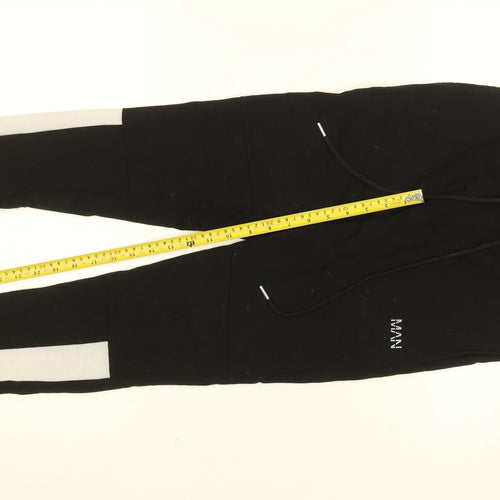boohooMAN Men's Black Jogger Sweatpants S Side Stripe Activewear