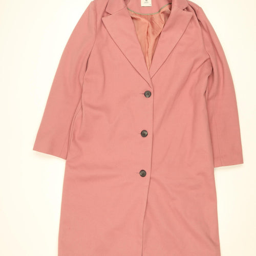 Tu Women Pink Long Sleeve Mid-Length Button Overcoat Size 14