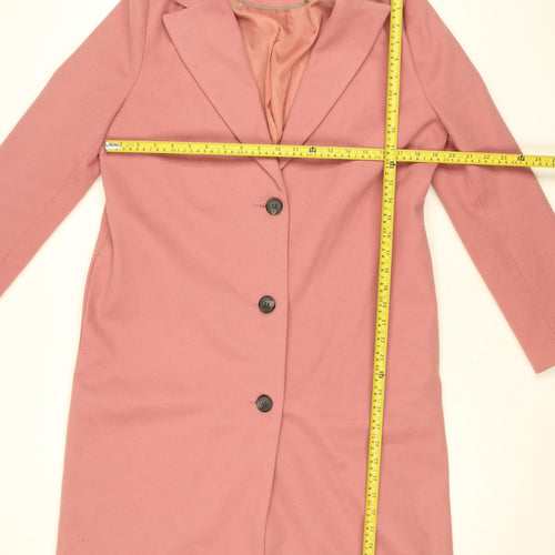 Tu Women Pink Long Sleeve Mid-Length Button Overcoat Size 14