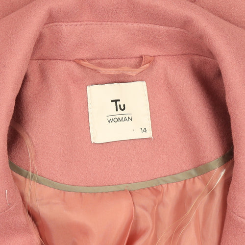 Tu Women Pink Long Sleeve Mid-Length Button Overcoat Size 14