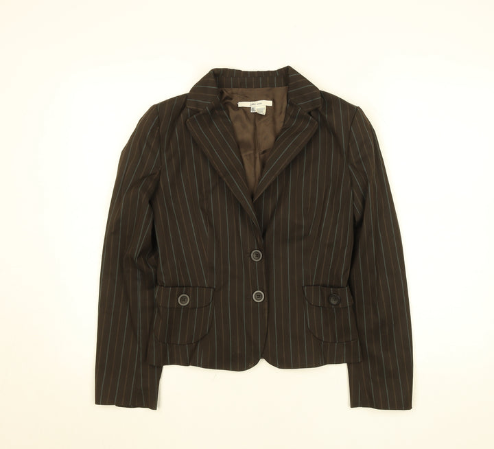 Zara Women Brown Striped Blazer Jacket S Classic Workwear