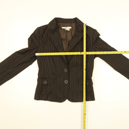 Zara Women Brown Striped Blazer Jacket S Classic Workwear