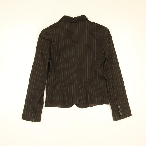 Zara Women Brown Striped Blazer Jacket S Classic Workwear