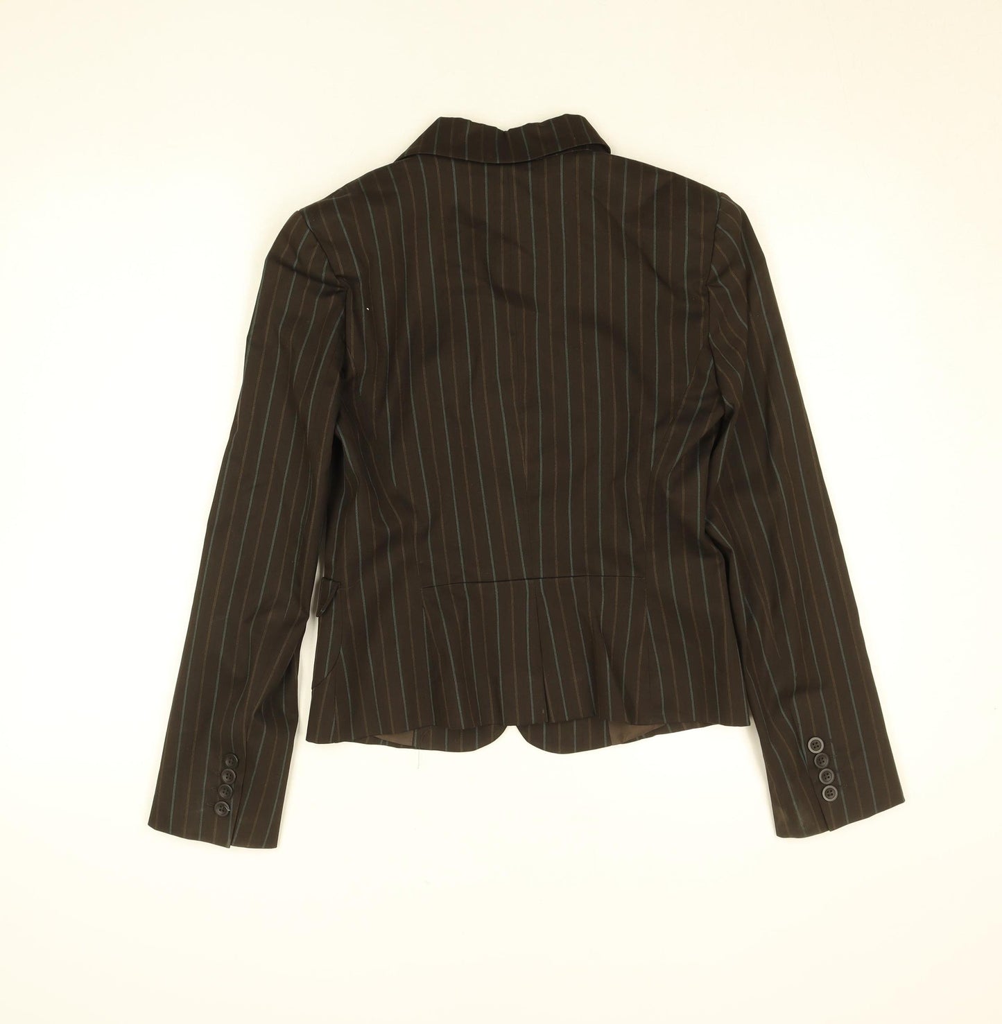 Zara Women Brown Striped Blazer Jacket S Classic Workwear
