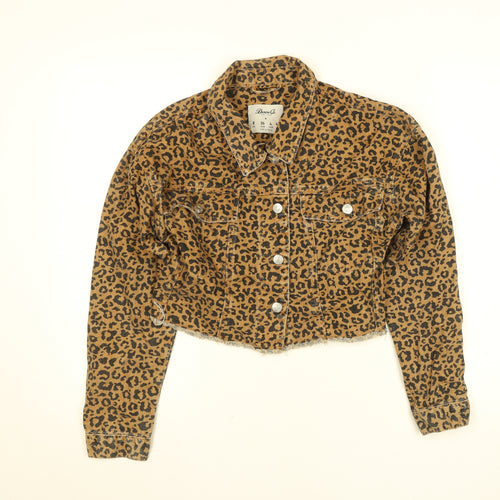 Denim Co. Women’s Brown Leopard Print Cropped Jacket Size 8