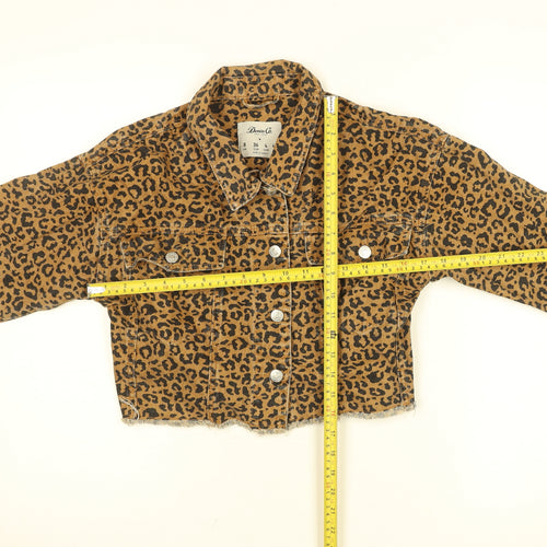 Denim Co. Women’s Brown Leopard Print Cropped Jacket Size 8