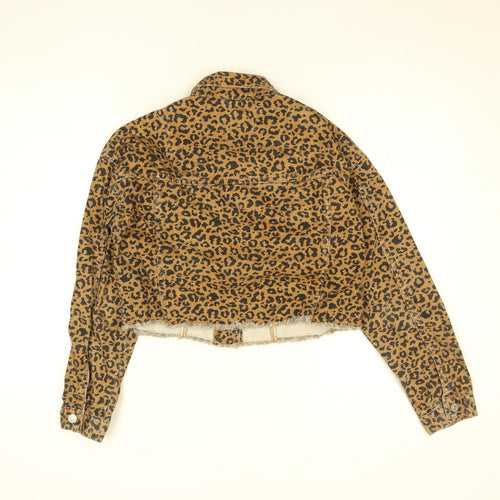 Denim Co. Women’s Brown Leopard Print Cropped Jacket Size 8