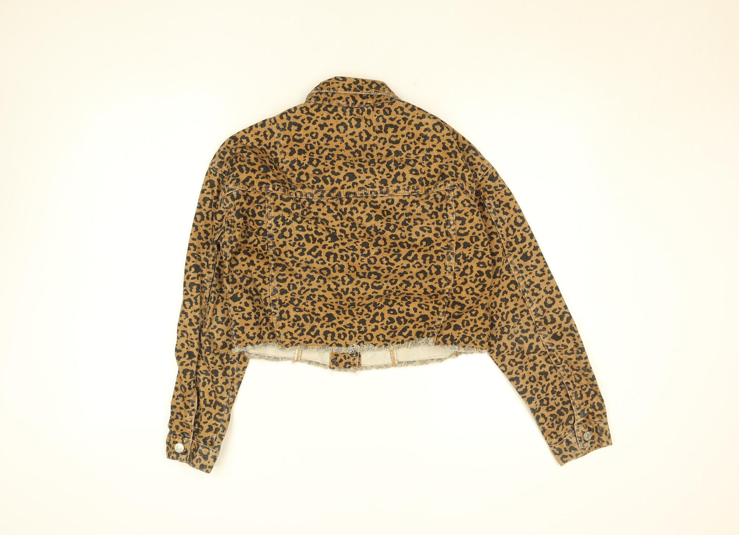 Denim Co. Women’s Brown Leopard Print Cropped Jacket Size 8