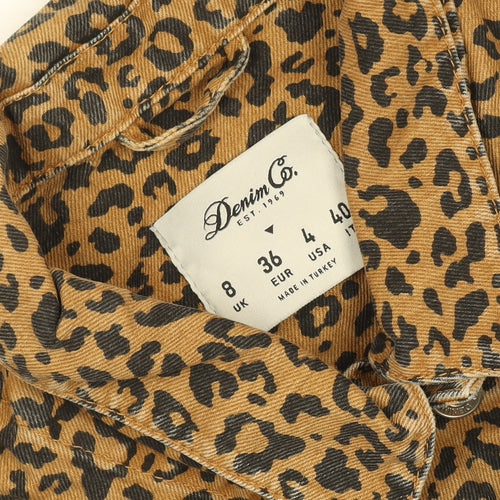 Denim Co. Women’s Brown Leopard Print Cropped Jacket Size 8
