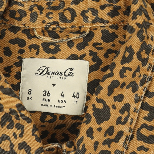 Denim Co. Women’s Brown Leopard Print Cropped Jacket Size 8