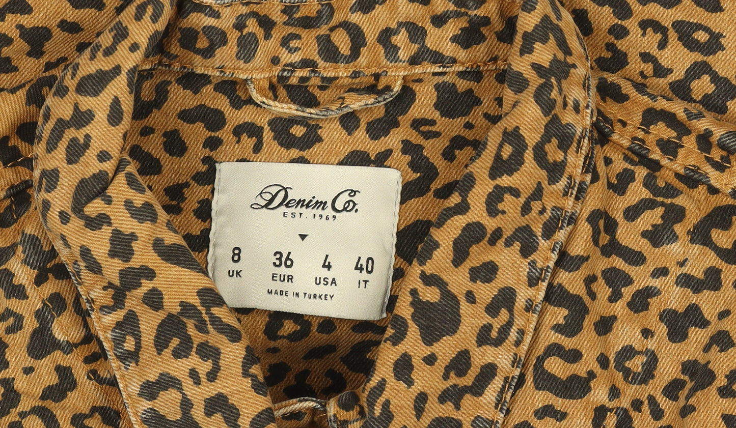 Denim Co. Women’s Brown Leopard Print Cropped Jacket Size 8