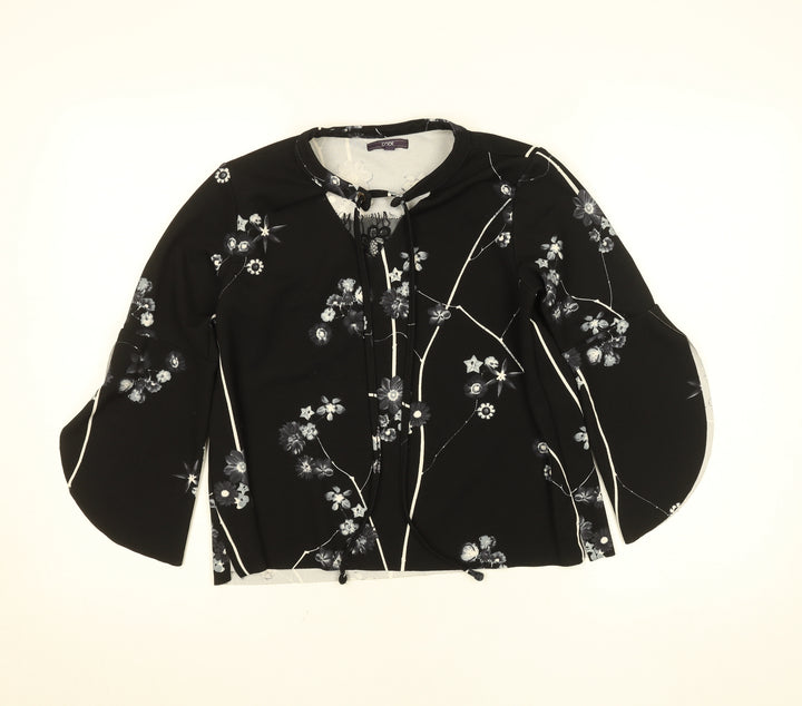Code Women’s Black Floral Tunic Blouse Size 12 Long Sleeve