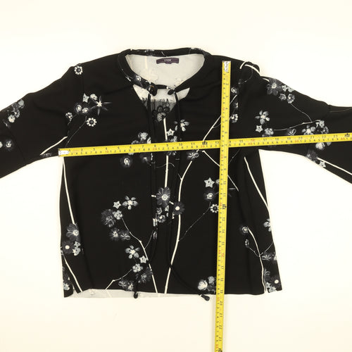 Code Women’s Black Floral Tunic Blouse Size 12 Long Sleeve