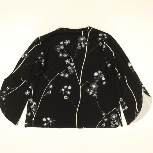 Code Women’s Black Floral Tunic Blouse Size 12 Long Sleeve