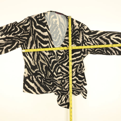 Kate + Pippa Women's Black Zebra Print Wrap Blouse Size S