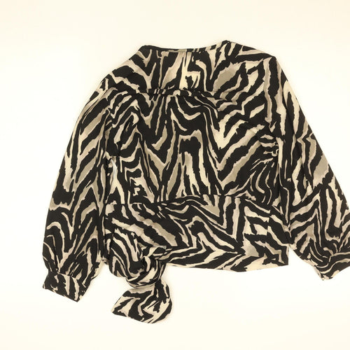 Kate + Pippa Women's Black Zebra Print Wrap Blouse Size S
