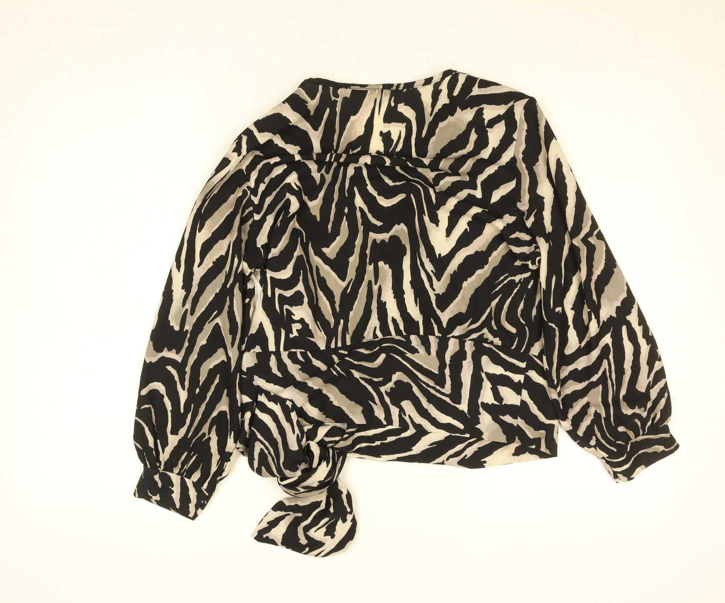 Kate + Pippa Women's Black Zebra Print Wrap Blouse Size S