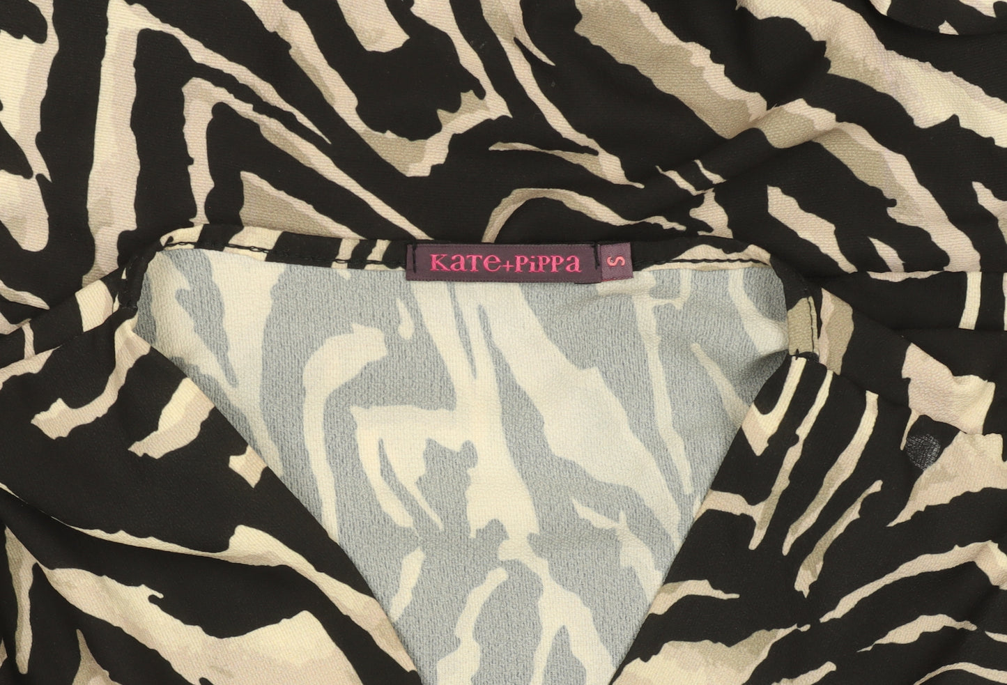 Kate + Pippa Women's Black Zebra Print Wrap Blouse Size S