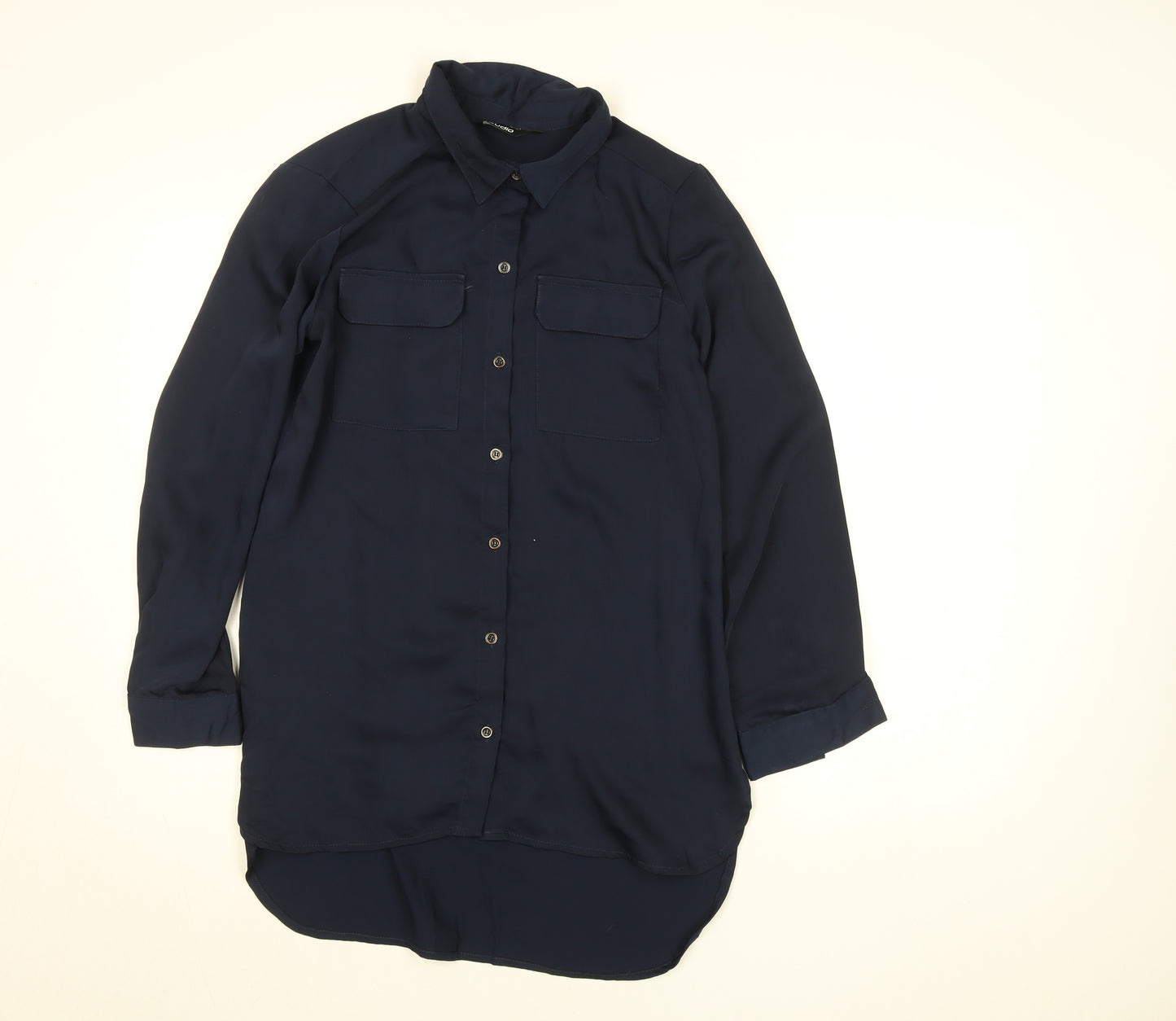 Zudio Women’s Blue Long Sleeve Collared Button-Up Shirt Size M