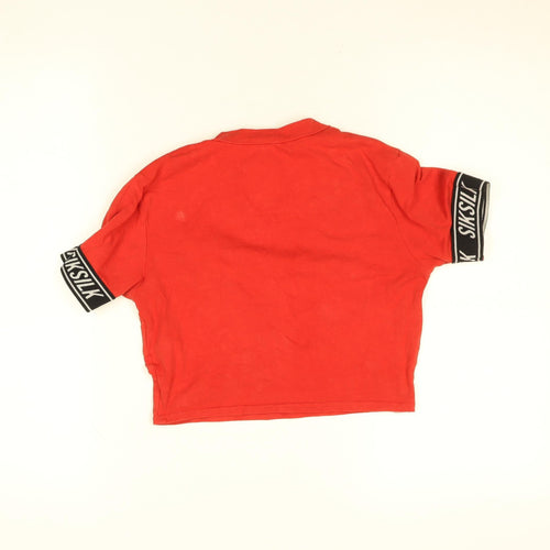 SikSilk Womens Red Cropped Slim Fit Short Sleeve T-Shirt Size 8
