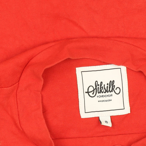 SikSilk Womens Red Cropped Slim Fit Short Sleeve T-Shirt Size 8