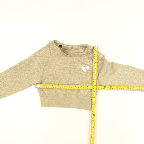 Women's Best Beige XS Cropped Long Sleeve Gym Top