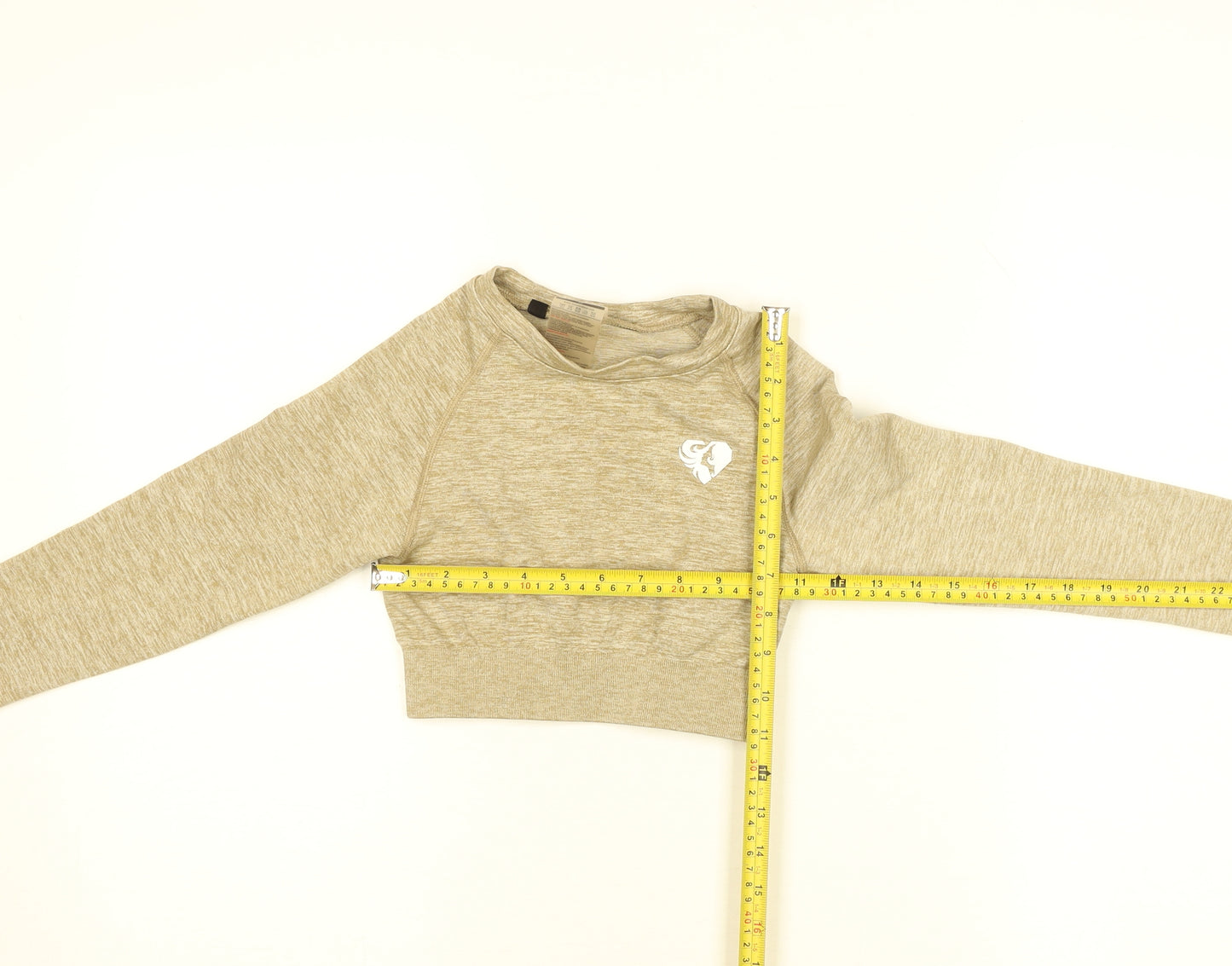 Women's Best Beige XS Cropped Long Sleeve Gym Top