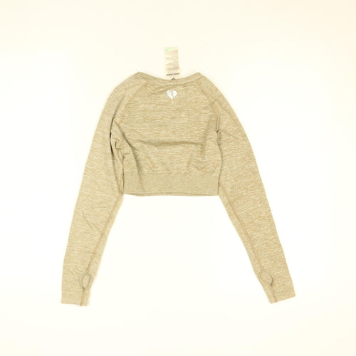 Women's Best Beige XS Cropped Long Sleeve Gym Top