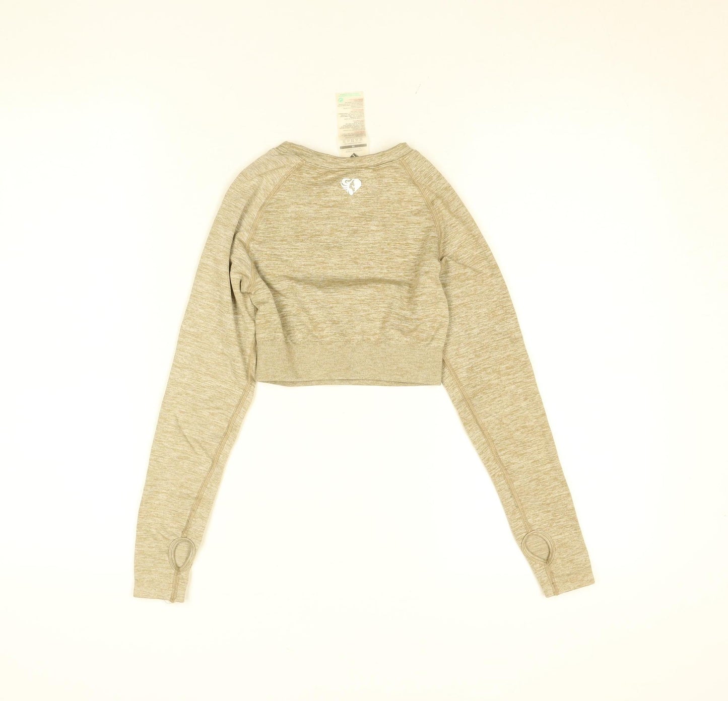 Women's Best Beige XS Cropped Long Sleeve Gym Top
