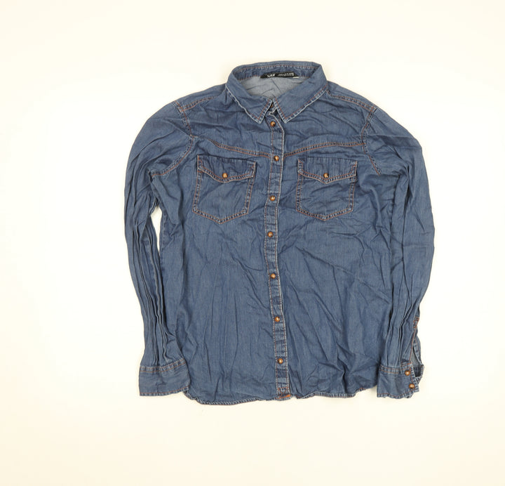Armani Exchange Womens Blue Denim Button-Up Shirt XS Long Sleeve