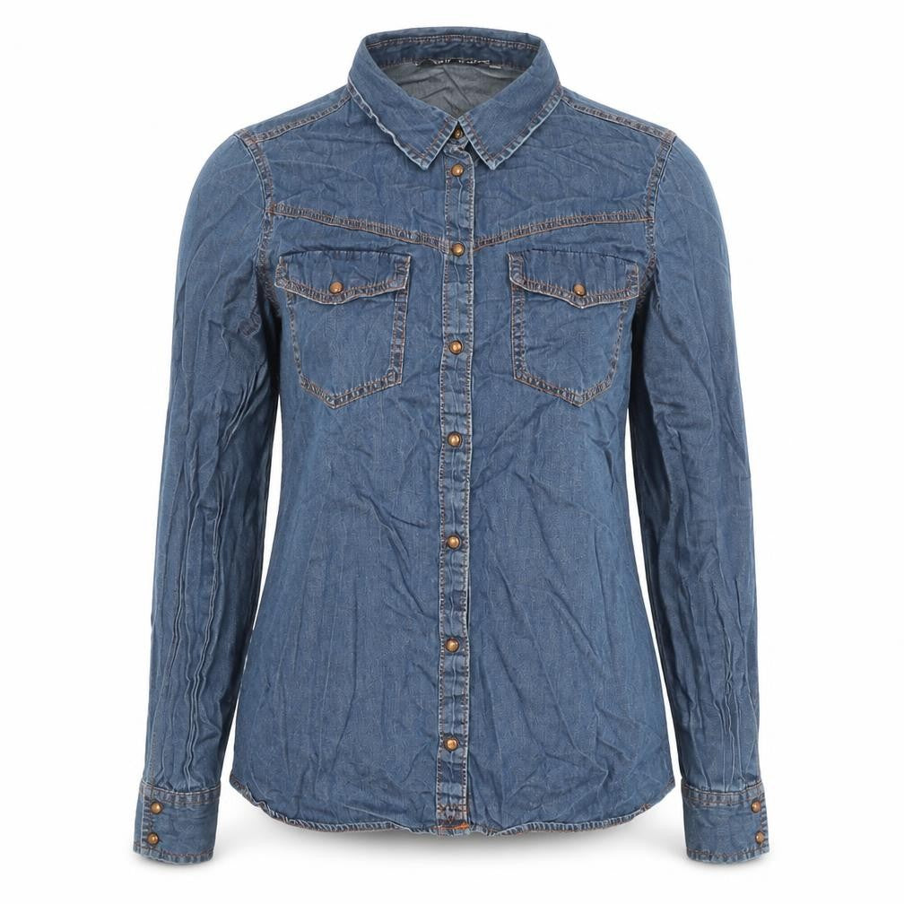 Armani Exchange Womens Blue Denim Button-Up Shirt XS Long Sleeve