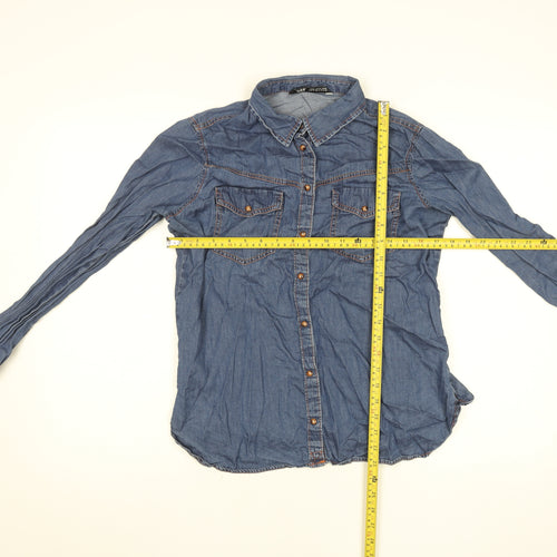 Armani Exchange Womens Blue Denim Button-Up Shirt XS Long Sleeve