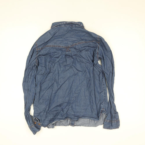Armani Exchange Womens Blue Denim Button-Up Shirt XS Long Sleeve