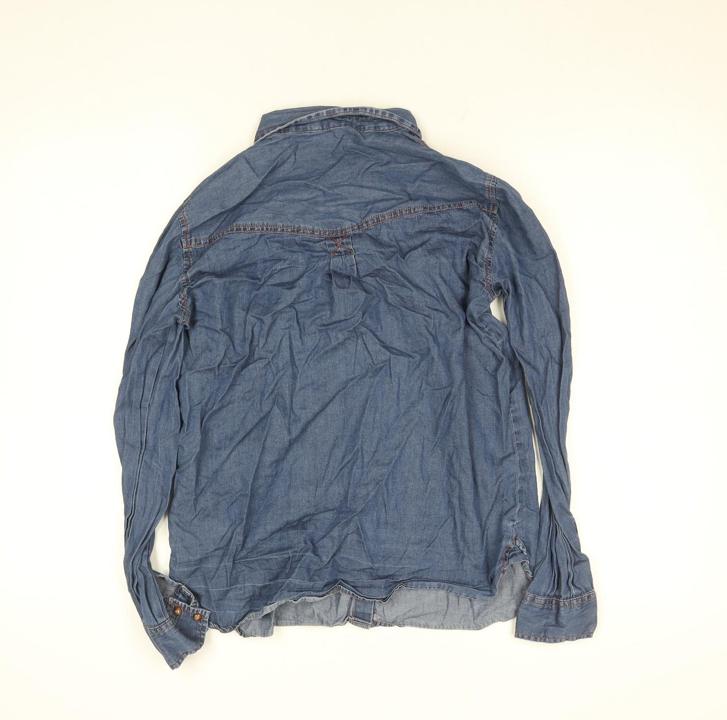 Armani Exchange Womens Blue Denim Button-Up Shirt XS Long Sleeve