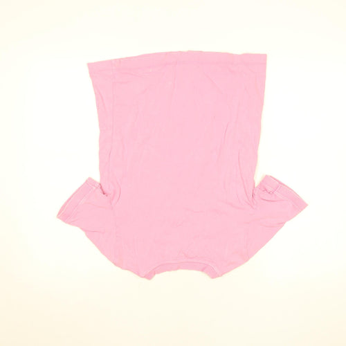 Zara Women Pink Crew Neck Short Sleeve Basic Cotton T-Shirt M