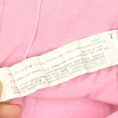 Zara Women Pink Crew Neck Short Sleeve Basic Cotton T-Shirt M