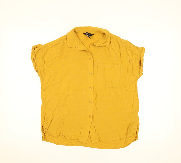 New Look Women Yellow Viscose Button-Up Shirt Size 10