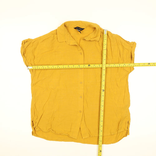 New Look Women Yellow Viscose Button-Up Shirt Size 10