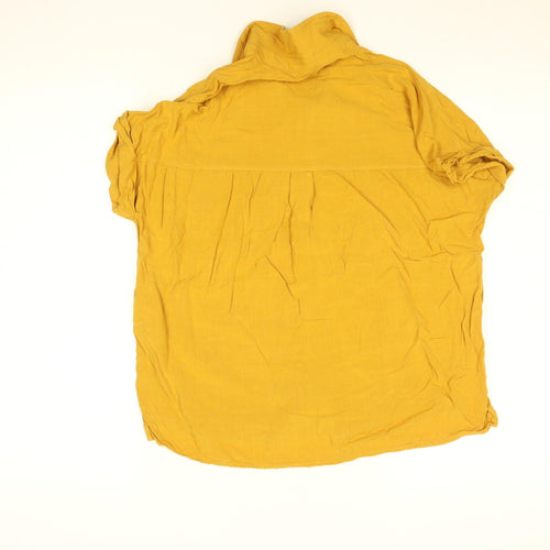 New Look Women Yellow Viscose Button-Up Shirt Size 10